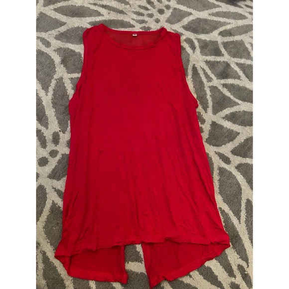 Red Workout Tank Top with Mesh Back Details - Picture 2 of 5